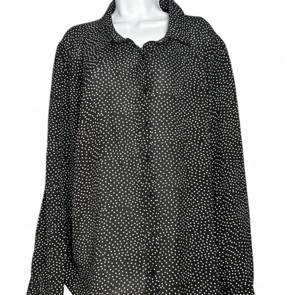 Forever 21+ Black and white polka dot button-up blouse